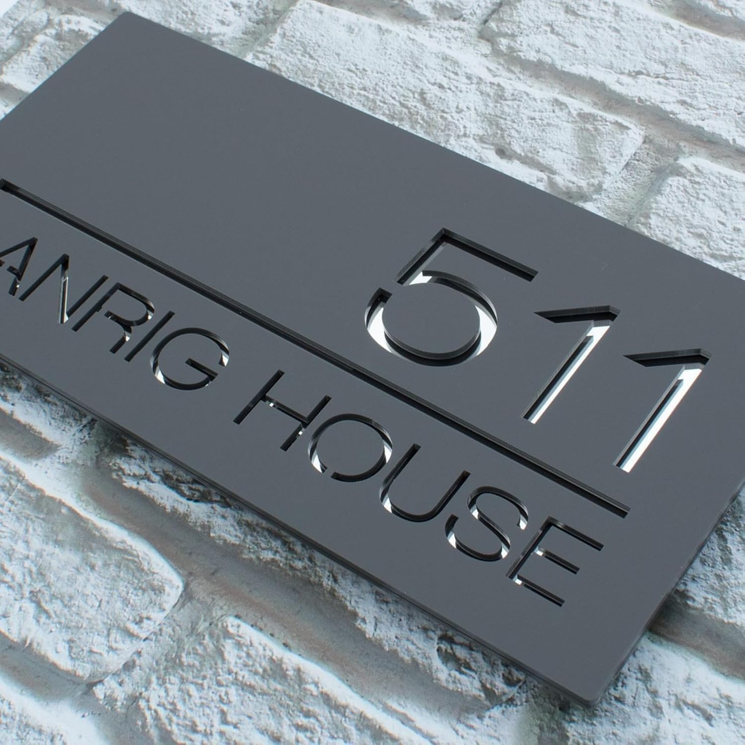 WeThinkeer Personalized Acrylic Name Plate For Home Entrance 3D Letters Door Name Plates Signage Home Office Outdoor Entrance 15x30 cm Stylish Durable (Black Silver) 4