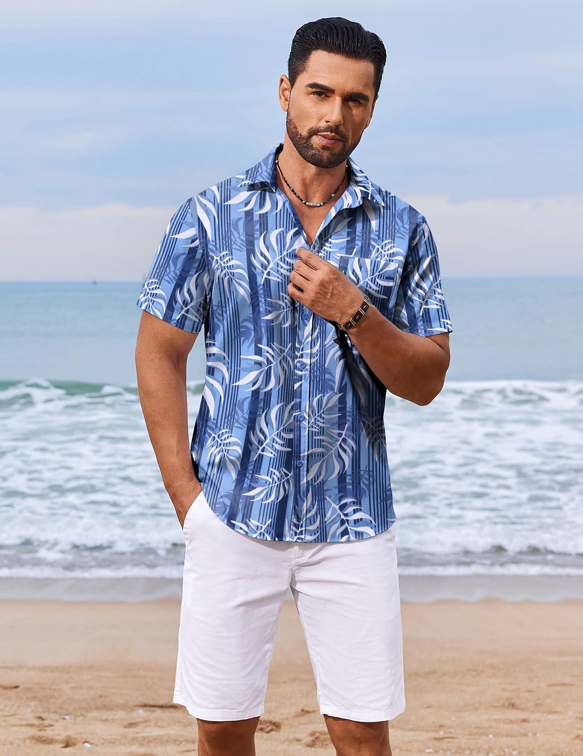 COOFANDY Men's Hawaiian Shirt Short Sleeve Casual Button Down Tropical Summer Beach Aloha Shirts