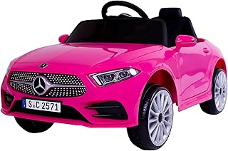 FINOOS Voiture Électrique Enfant Mercedes CLS350 12V, Véhicule Électrique, Télécommande de Voiture Électrique / 2+1 Vitesses/Klaxon/LED/Musique/USB, pour Garçons, Filles (Rose)