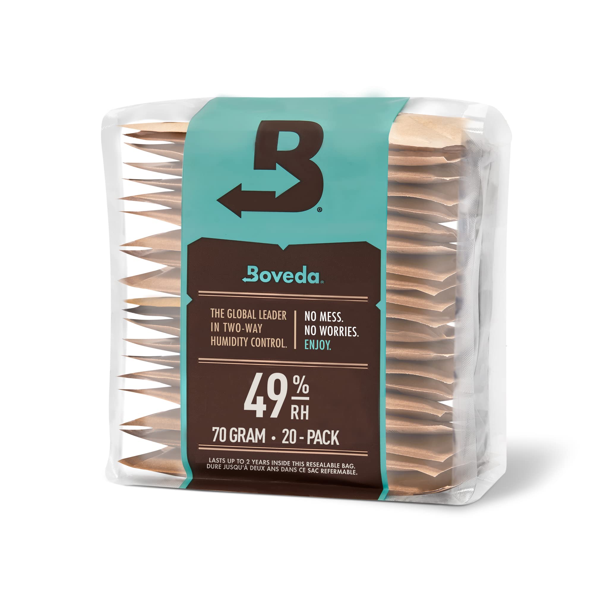 Boveda per strumenti musicali | regolatore di umidità a 2 vie sostitutivo UR 49% per inserto in tessuto | Formato 70 per strumenti in legno a corda o archi | Previene crepe e deformazioni | 20 pezzi con confezione richiudibile