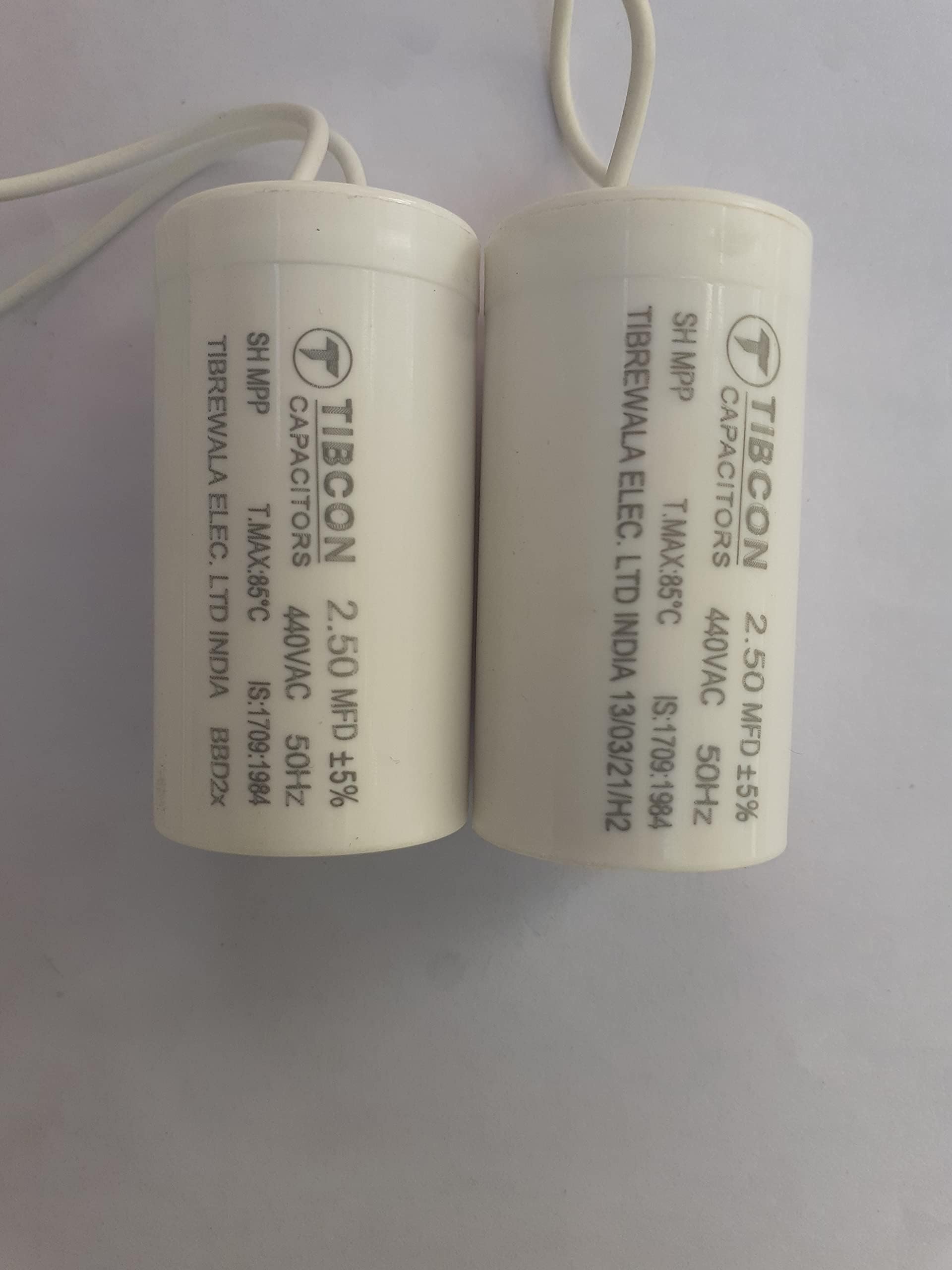 Capacitor for Ceiling Fan, 2.50 MFD Capacitor to Increase Speed, White -2 Pieces