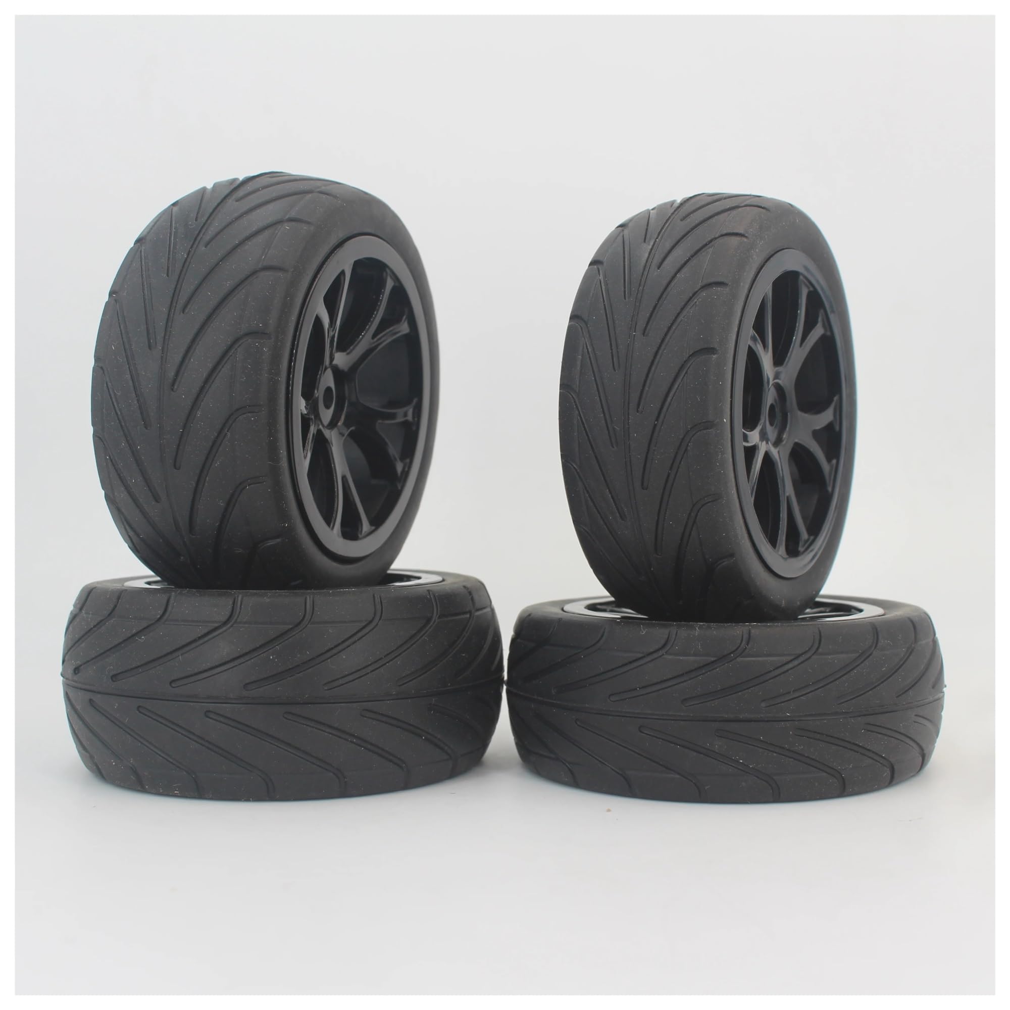 Rc Tire Jante pour Buggy pour Tamiya pour Toys 144001 pour HSP 94107 Voiture 1:10 4WD 4 Pièces 1/10 pour Buggy Pneus De Route Roue en Nylon(Black)