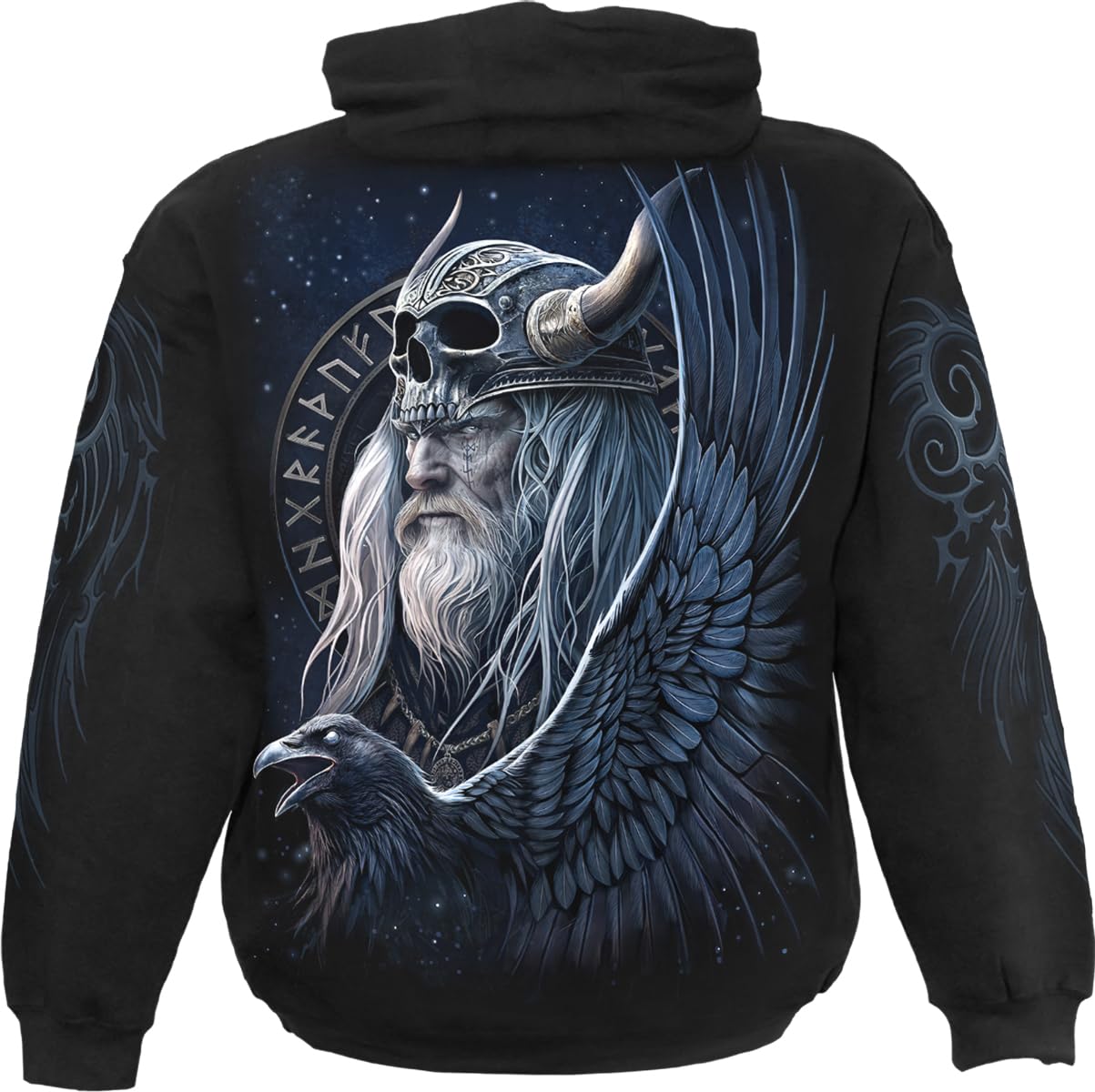 Spiral Odin's Warrior Uomo Felpa con Cappuccio Nero 100% Cotone Regular