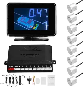 Sistema De Sensor De Estacionamento,Sistema de radares de inversão do sensor de estacionamento do carro Suporte dianteiro e traseiro Aviso de som/campainha/mudo com 8 sensores de estacionamento