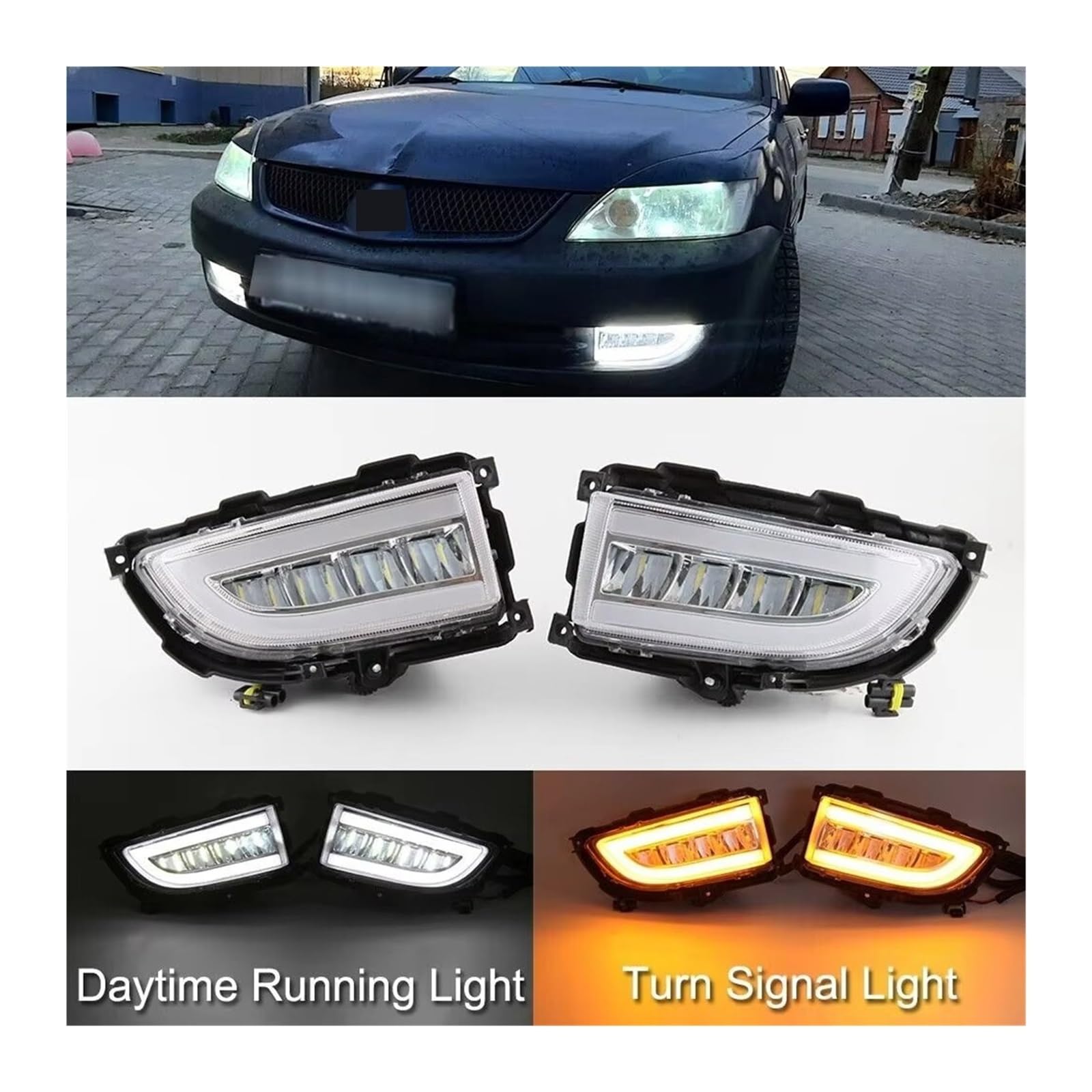 Genérico Para Mitsubishi Para Lancer 2004 2005 2006 Luces Diurnas LED DRL Faros Antiniebla Intermitentes Faros Antiniebla