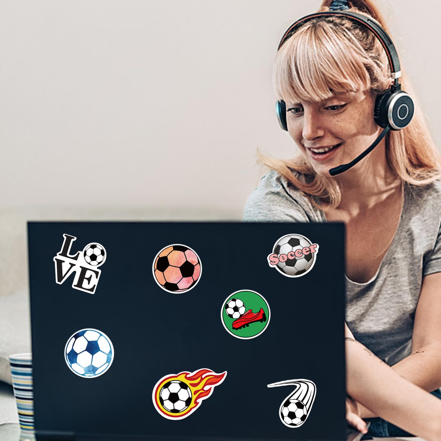 TIESOME Waterproof Soccer Stickers, Vinyl Football Sports Decals Water