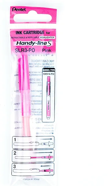 Pentel Refill For Handy-Line S Highlighter, Pink Ink, Box of 12 (SLR3-P)