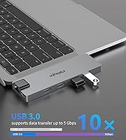 Vista 7 de Adaptador multipuerto USB C Hub para MacBook Pro 2019/2018/2017, adaptador USB C a HDMI dual 8 en 1 4K 60Hz, Ethernet de 1 Gbps, lector de tarjetas