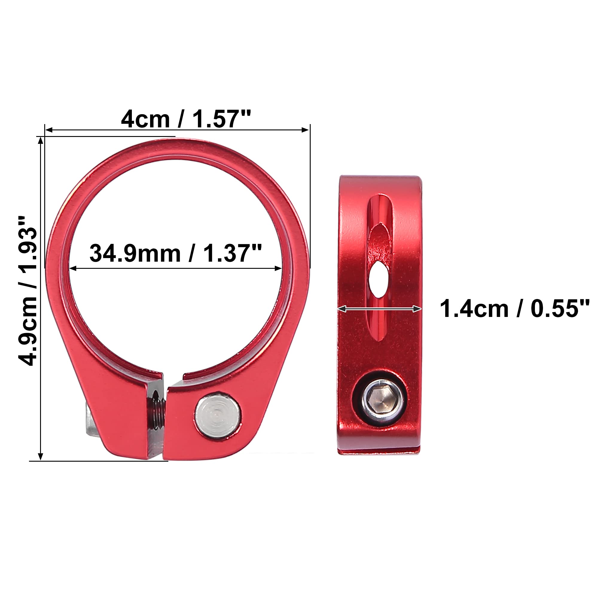 X AUTOHAUX 34.9mm Aluminium Alloy Bike Seat Post Clamp Seat Post Adapter Red - Image 3