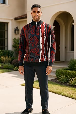 STACY ADAMS Mens Sweater Full Patterned Design