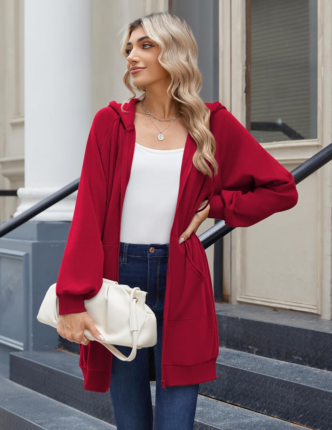 Zeagoo Women's Zip Up Hoodies Long Sleeve Long Tunic Sweatshirts Oversized Fleece Casual 2025 Fall Jacket Coat with Pocket - Image 3