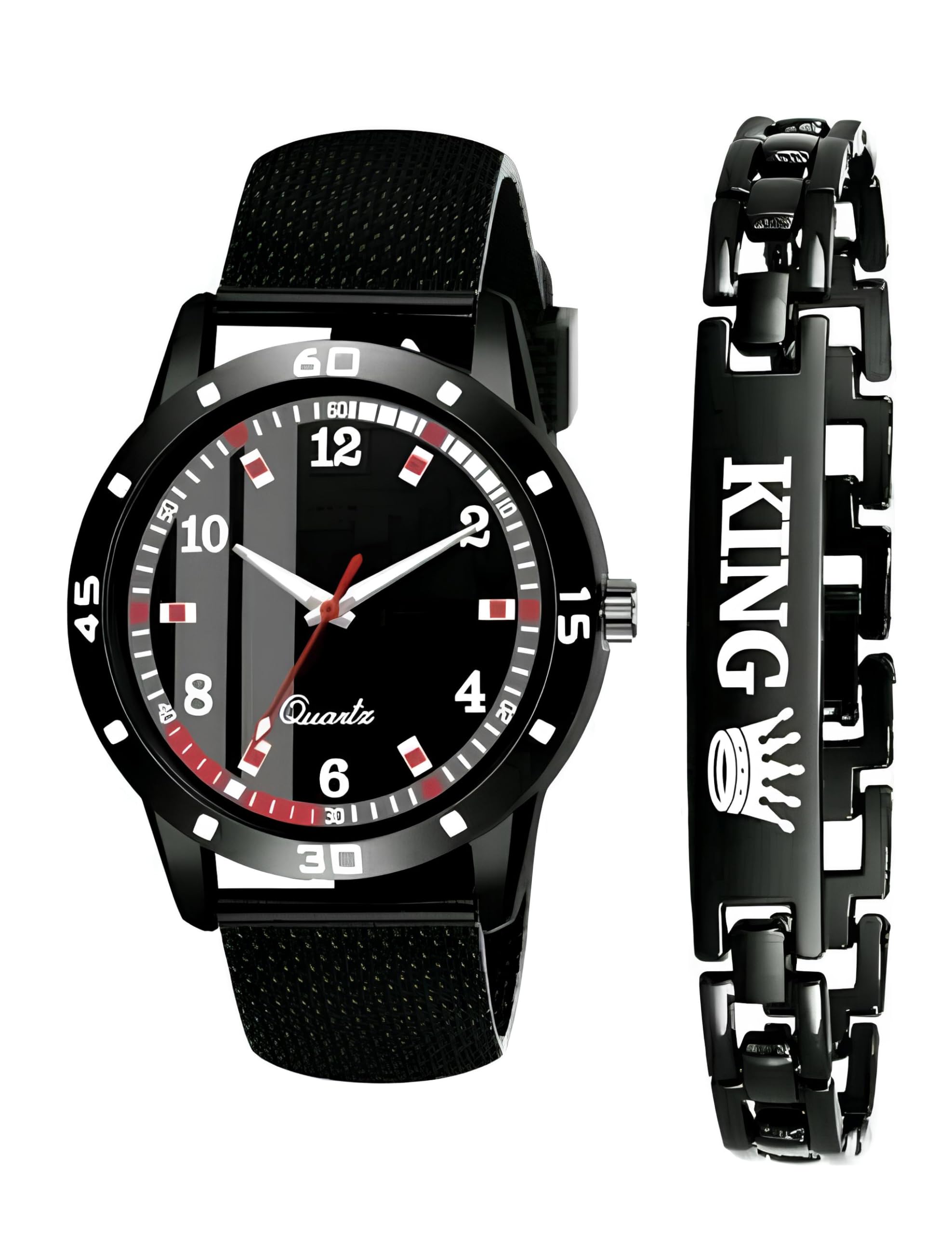 AARATI ENTERPRISE Smart Analog Watch - Attractive Leather Strap - Modern Combo Watch for Men, Boys, Girls - Superb Style with King Bracelet (Style 5) (B0CK5LDHSC) Amazon Price History, Amazon Price Tracker