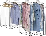 Upgraded Thickened Clear Garment Bags for Hanging Clothes 4 Packs, 10“ Gusseted Clothes Hanging Storage Bags for Closet, Shirts, Coats, Dresses (40 & 50 inch)