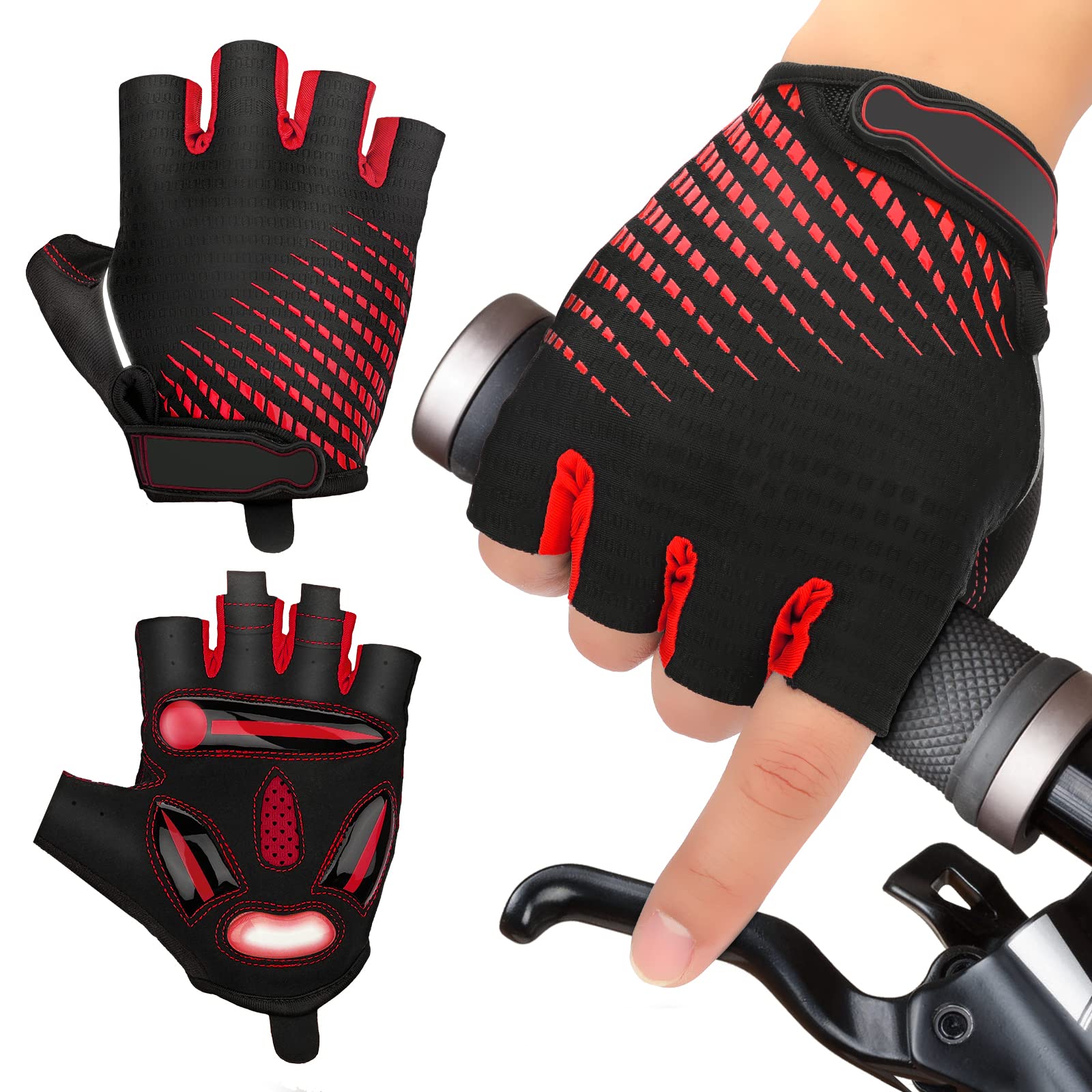 JTENG MTB Handschuhe,Halbfinger Sommer Fahrradhandschuhe für Männer und Frauen,Stoßfestes GELAtmungsaktivBequemRutschfest Geeignet für Motorräder Fahrräder MTB Fitnessstudio