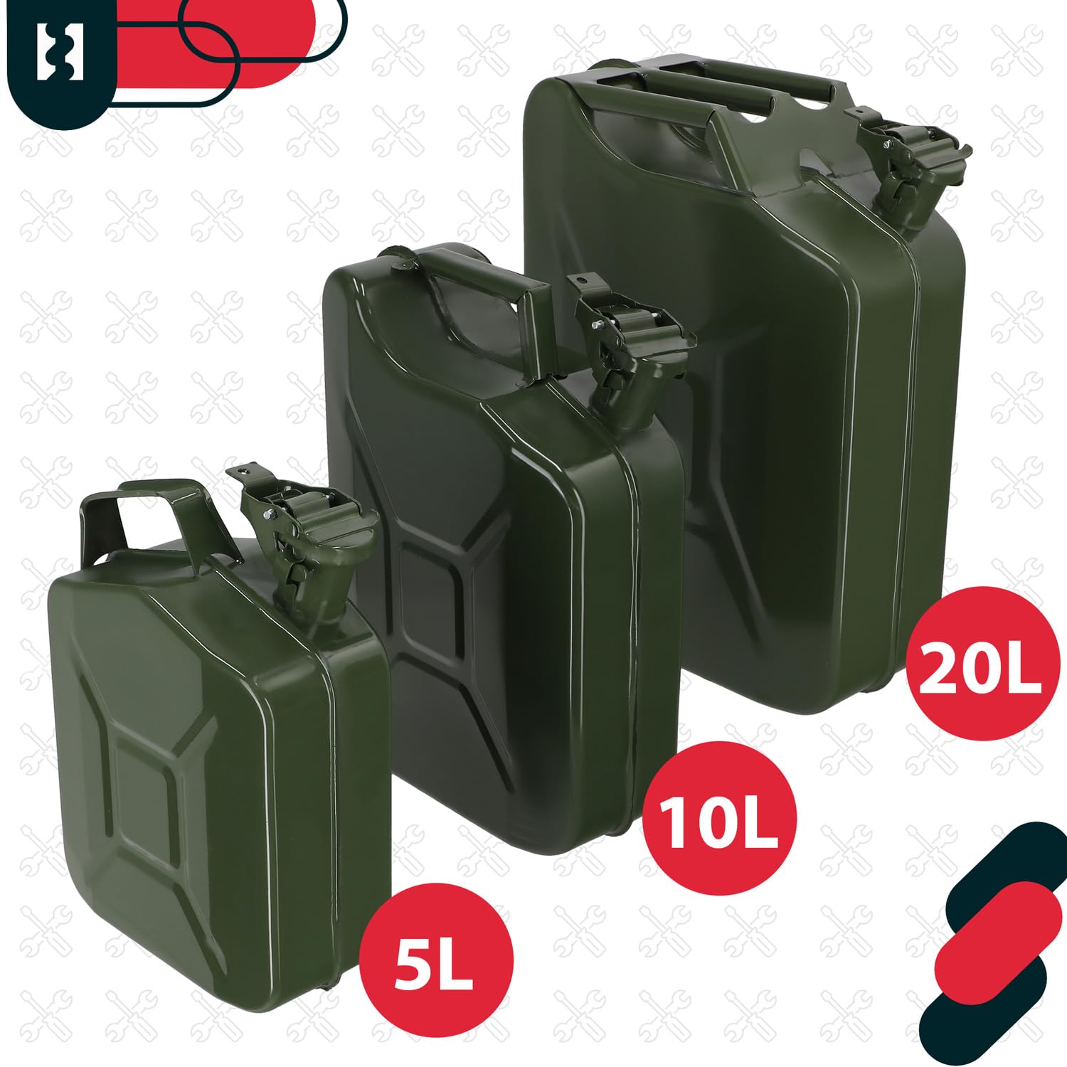KOTARBAU® Bidón de Metal de Gasolina de 20 litros para combustibles, Gasolina y Almacenamiento de líquidos
