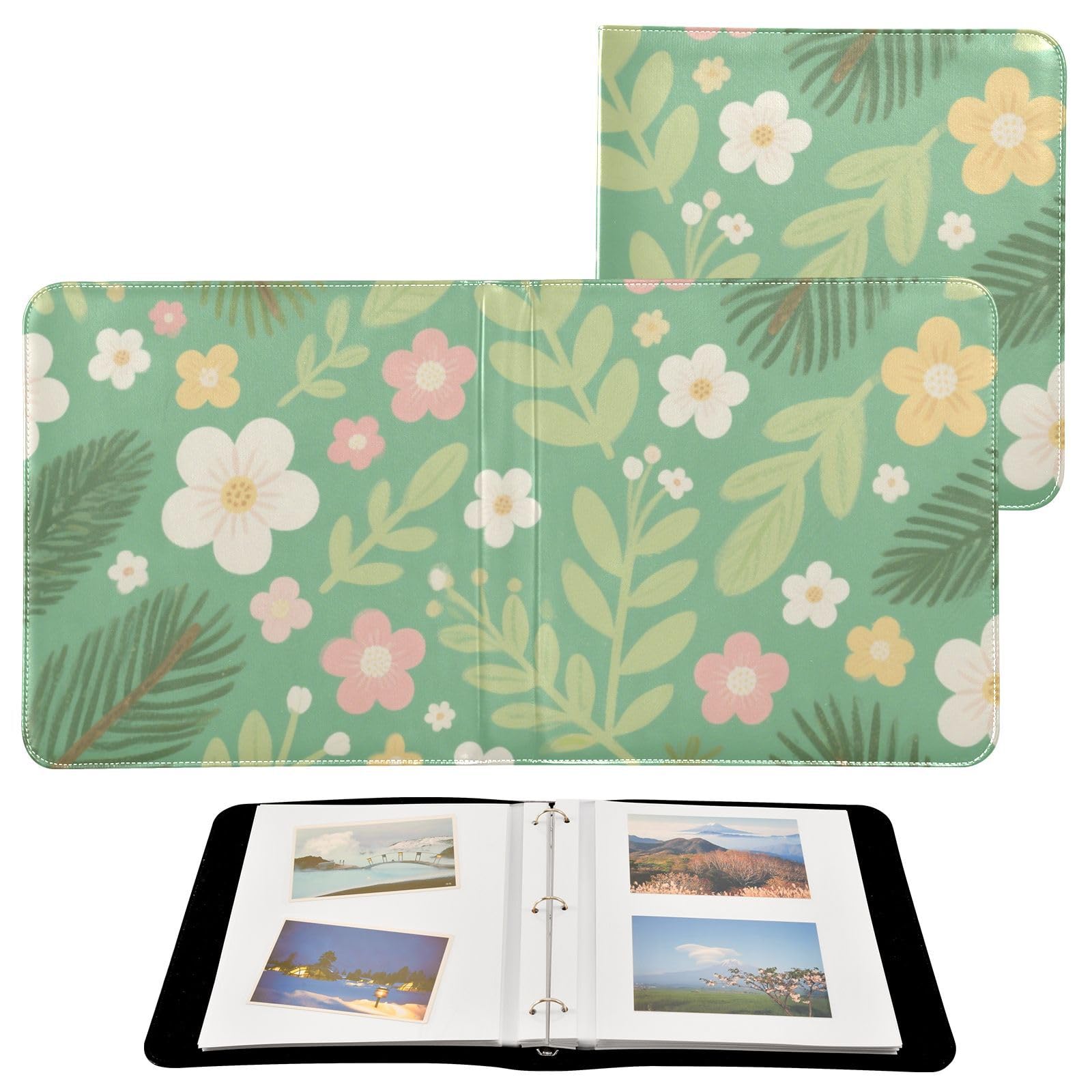 Photo Album 4x6, 5x7,6x8,Artificial Leather Photo Albums with 20 Detachable Sheets Plant Print for Family Wedding,Multi 20