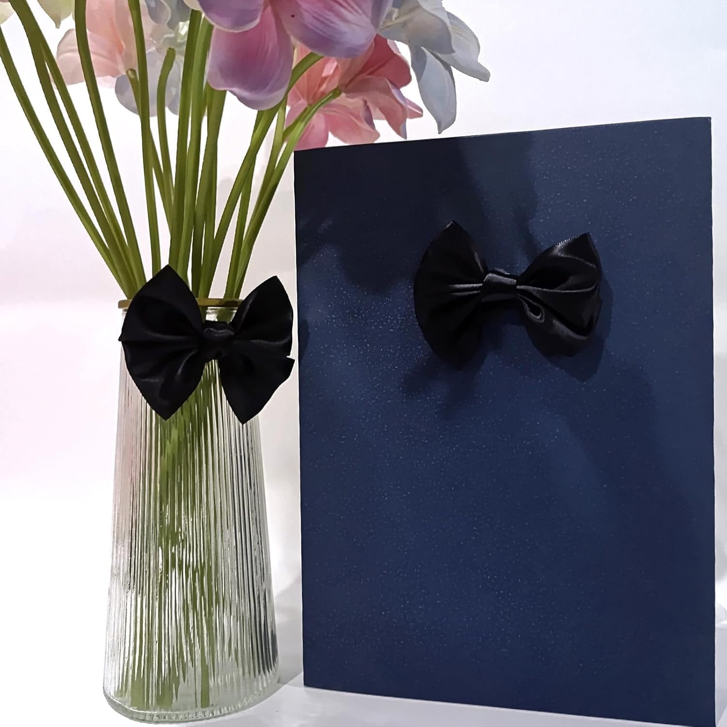 Black Twist Tie Bows for Treat Bags, AKLVBL 3.5inches Satin Ribbon Bows for Crafts, 25 Packs Small Gift Wrap Bows Premade Bows for Cake Pops Candy Apple Wedding Favors Bridal Shower Christmas Decor - Image 7