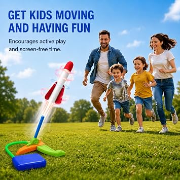 TODARRUN Foam Rocket Launcher for Kids, Foot-Powered Outdoor Toy Set