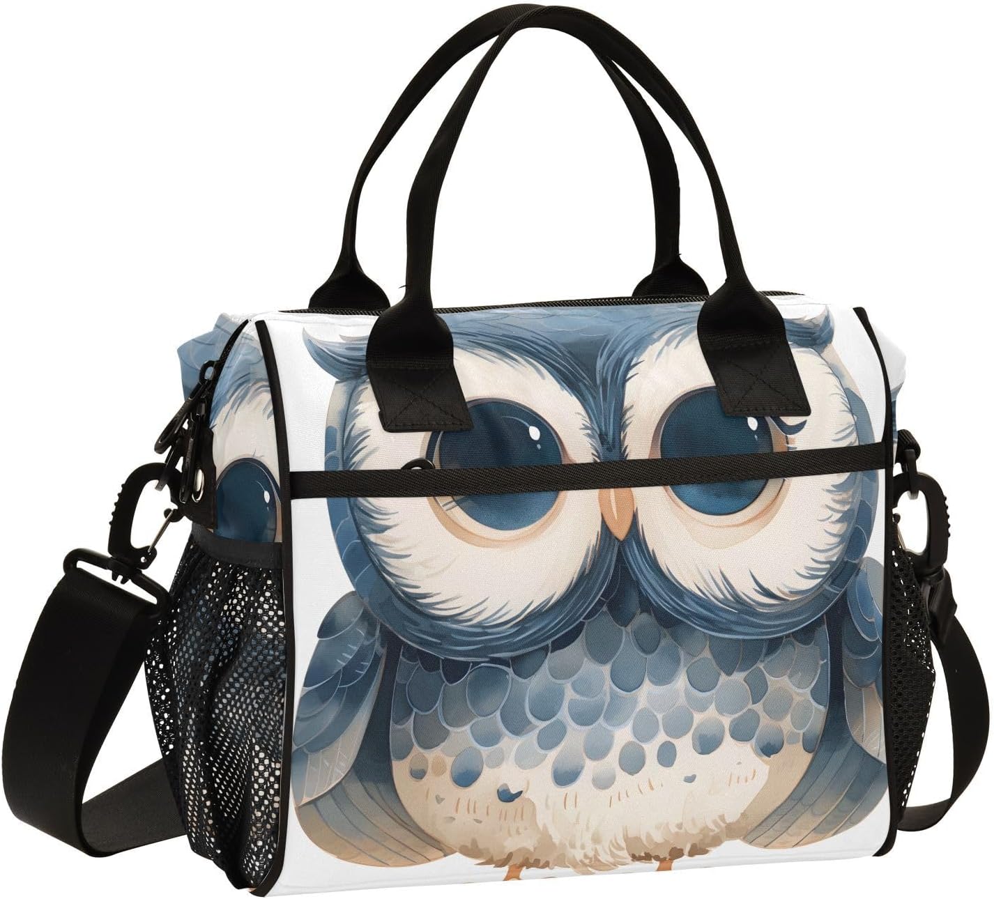 Insulated Lunch Bag Women - Spring Blossom Cute Owl Lunch Box for Men, Leak Resistant, Adjustable Shoulder Strap, Durability Nylon, for Work, Travel, Outdoor Activities