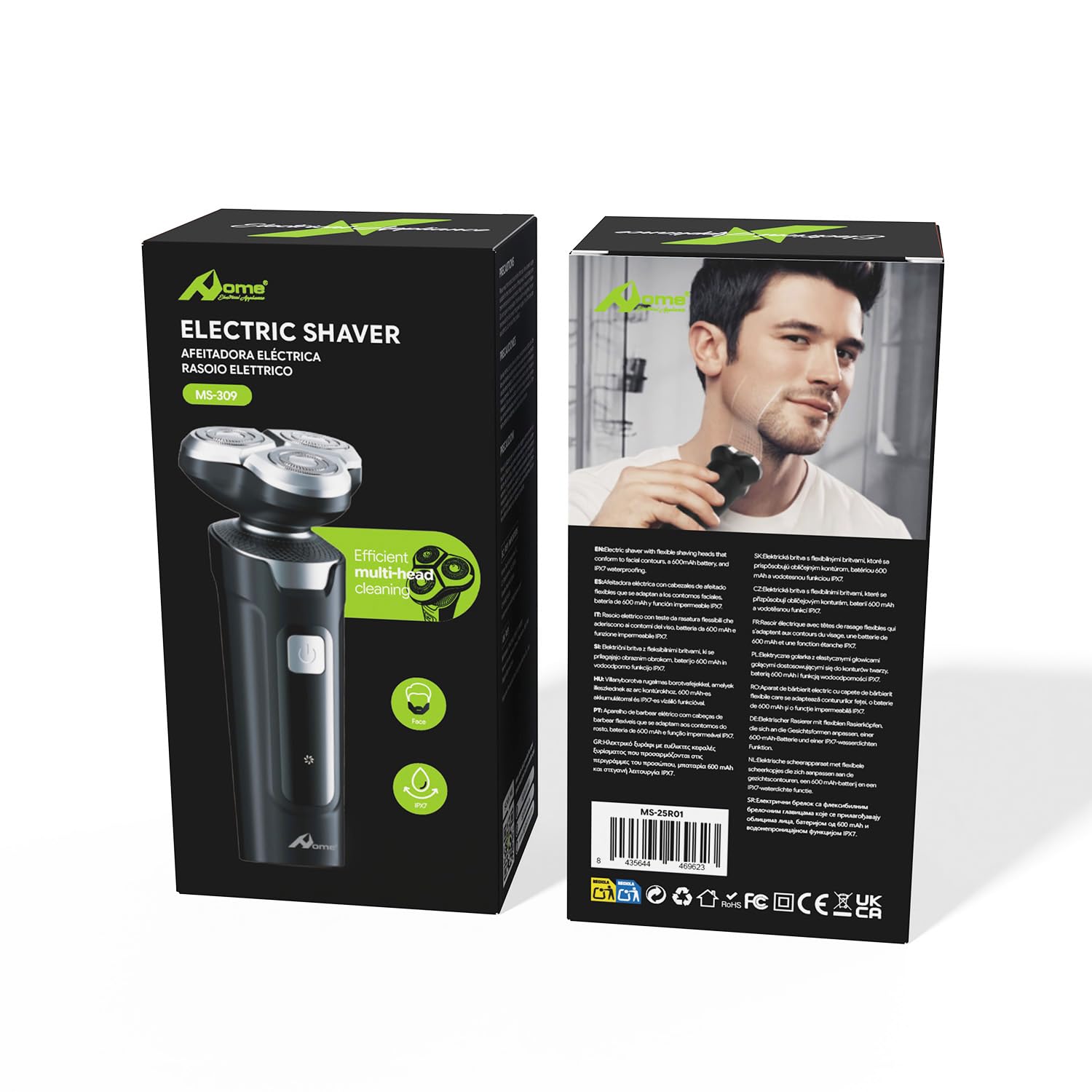Home Rasoio elettrico rotante da uomo, 3 testine galleggianti, impermeabile IPX7, ricaricabile tramite USB, batteria al litio da 600 mAh, rasoio elettrico bagnato e asciutto