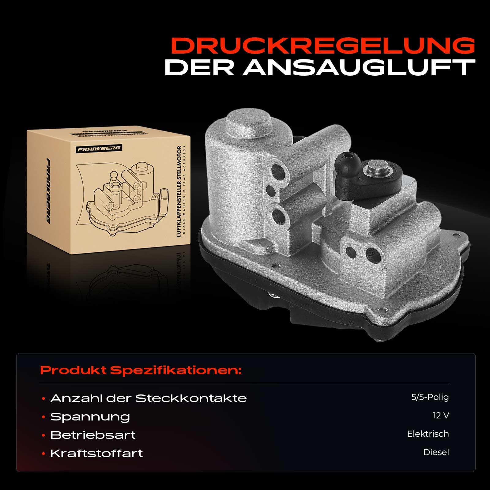 Frankberg 2x Luftklappensteller Stellmotor Drallklappen für A4 A5 A6 A8 Q5 Q7 Phaeton T-o-u-a-r-e-g 2.7L-4.1L Diesel 2004-2018 059129086G