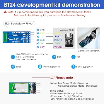 DX-BT24 Developer Kit Test Bluetooth Module Low Power Renesas Da14531 Long Remote 90m Distance Data Transparent Transmission (DX-BT24-SET)