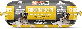 New Zealand Chicken Frozen Fresh Dog Food, High-Protein 91% Grass-Fed Free-Range Meat, Gently Cooked, Grain-Free, Omega-3s, 8 Rolls (12 lb Case)