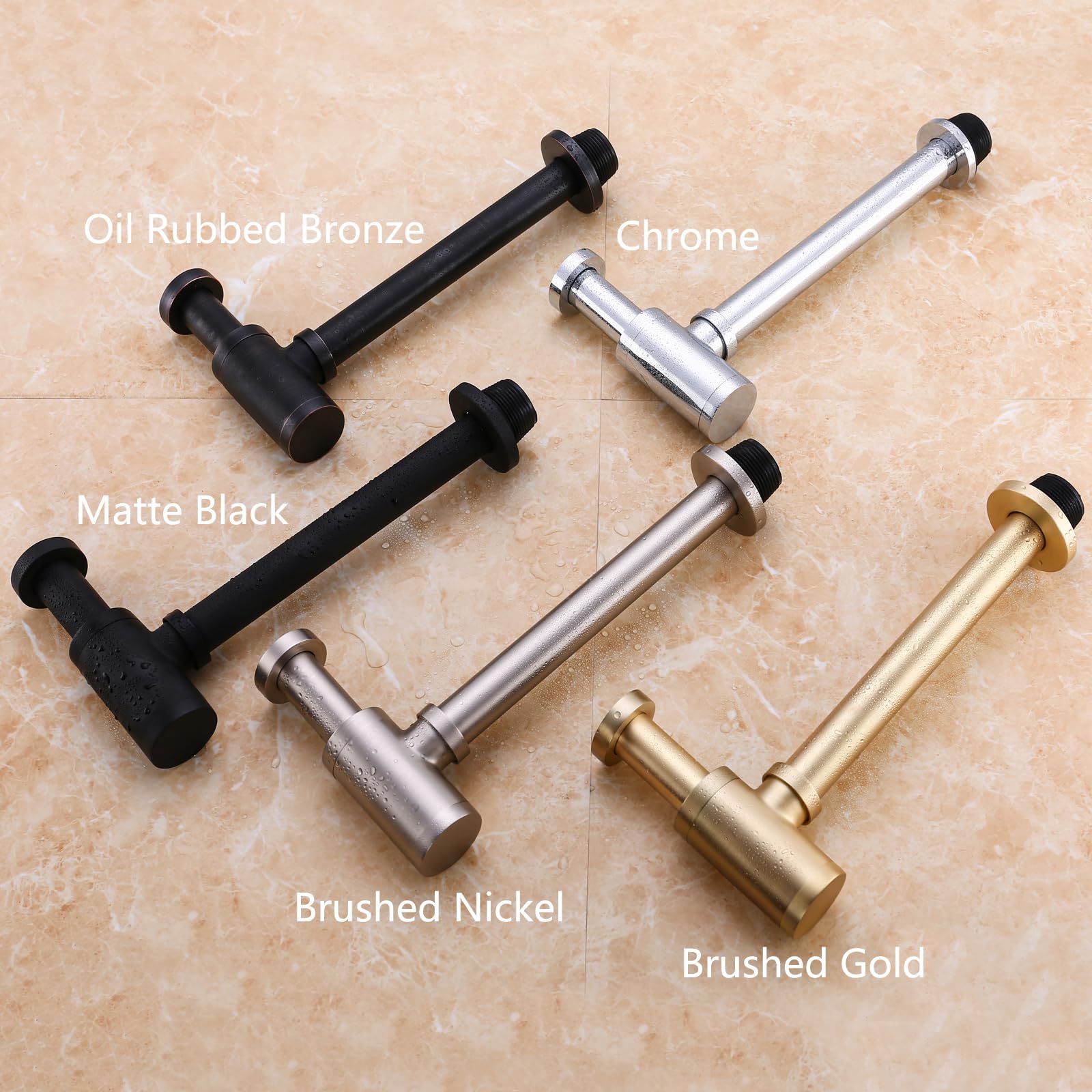 Bottle P Sifone rotondo in ottone 1 1/4 di pollice decorativo P-Trap, kit di scarico per lavabo da bagno, scarico a parete, nero opaco SW-83888MB