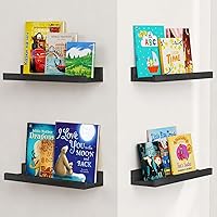 Vista 9 de Forbena Estante de repisa negra para fotos, estantes flotantes con borde para pared, estantes de pared pequeños para baño, dormitorio, cocina, Negro