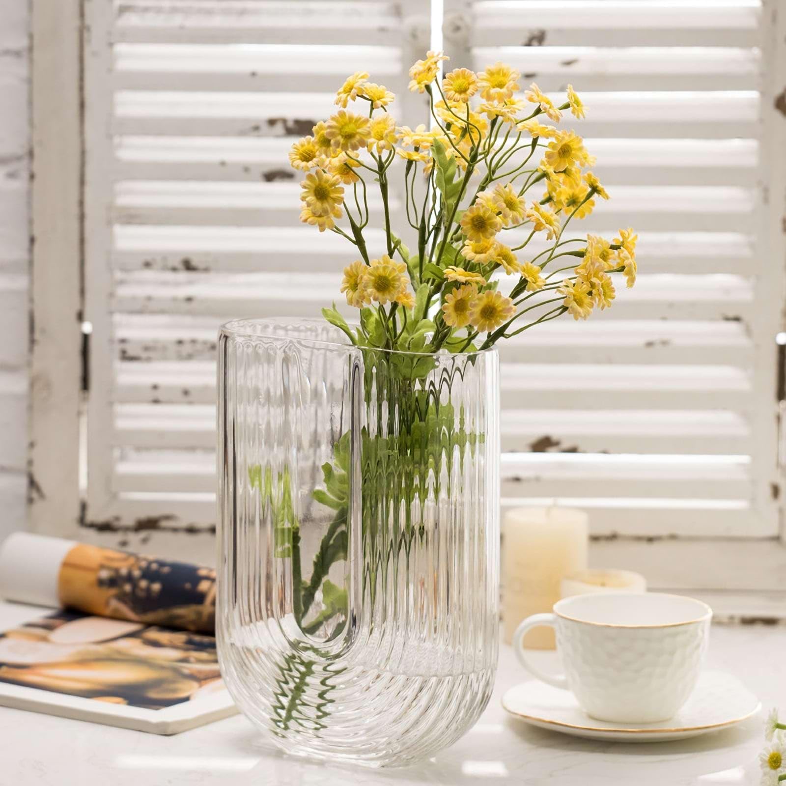 ARTIBETTER Glas-Blumenvase – Violett, 10x10x22 Cm, Für Frische Oder Getrocknete Blumen