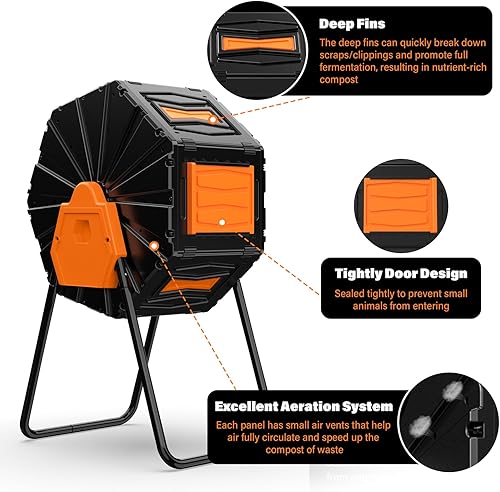 Miniatura 6 de Vaso de compost, fácil de montar y eficiente, contenedor de abono para exteriores, 22.5 galones85 litros de alto volumen para jardín, cocina y