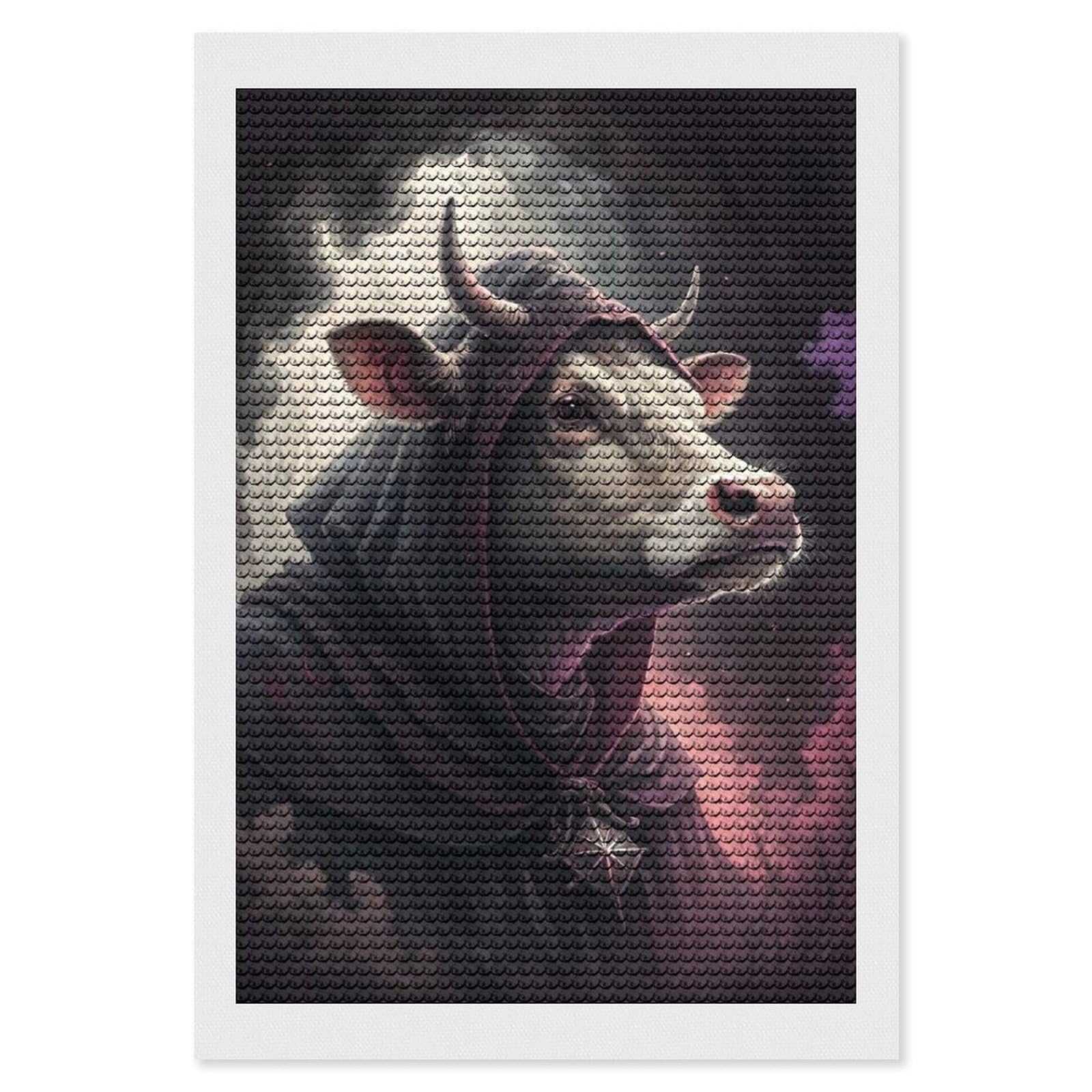 Junmoney Mysterious Cow Wizard Diamond Art Kit 8"x12", Modern Decor, Farmhouse Decor, Home Wall Art, Festive Craft Gift, Handmade Wall Decor