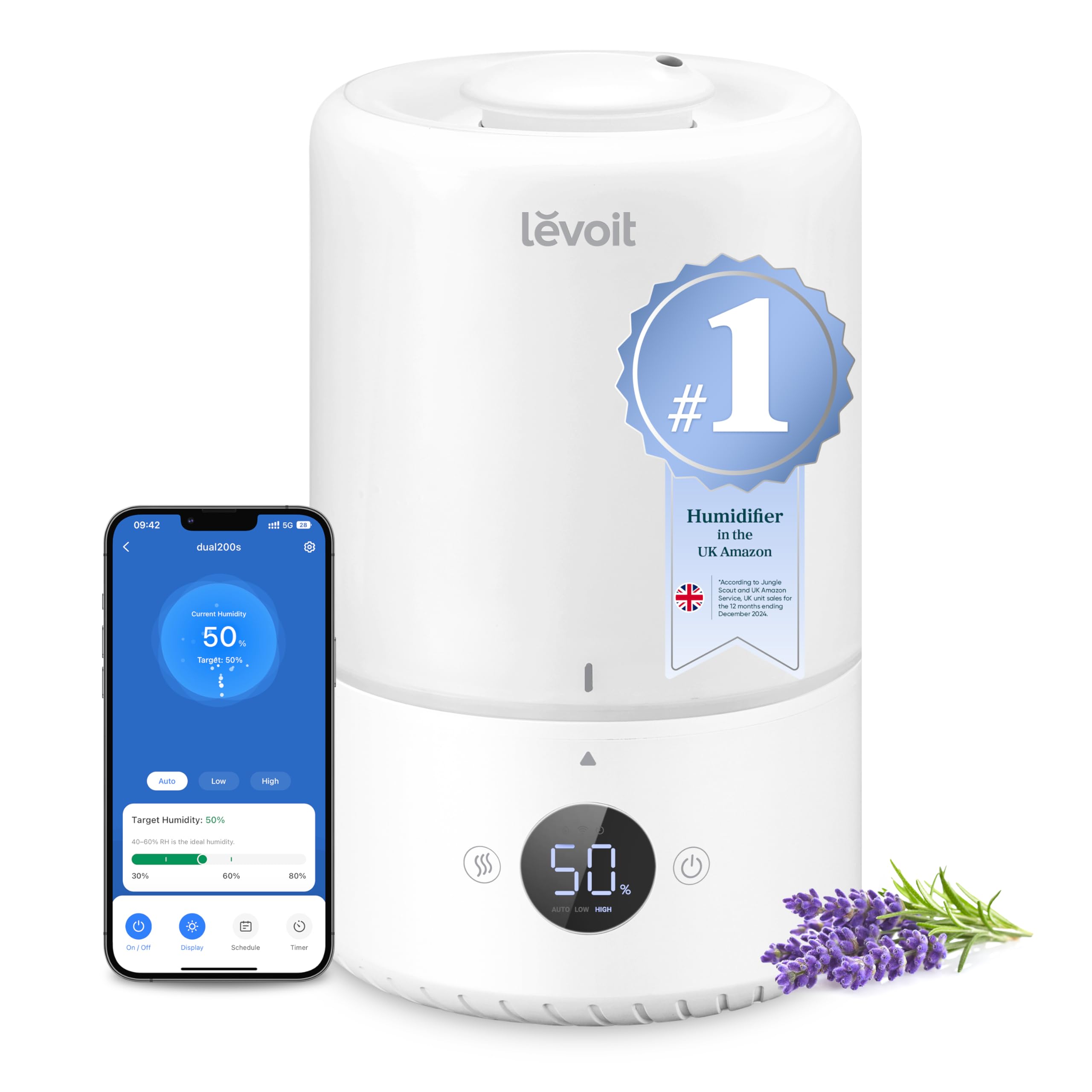 LEVOIT Smart Cool Mist Top Fill Humidifiers for Bedroom with Sensor, Auto Humidity Setting...
