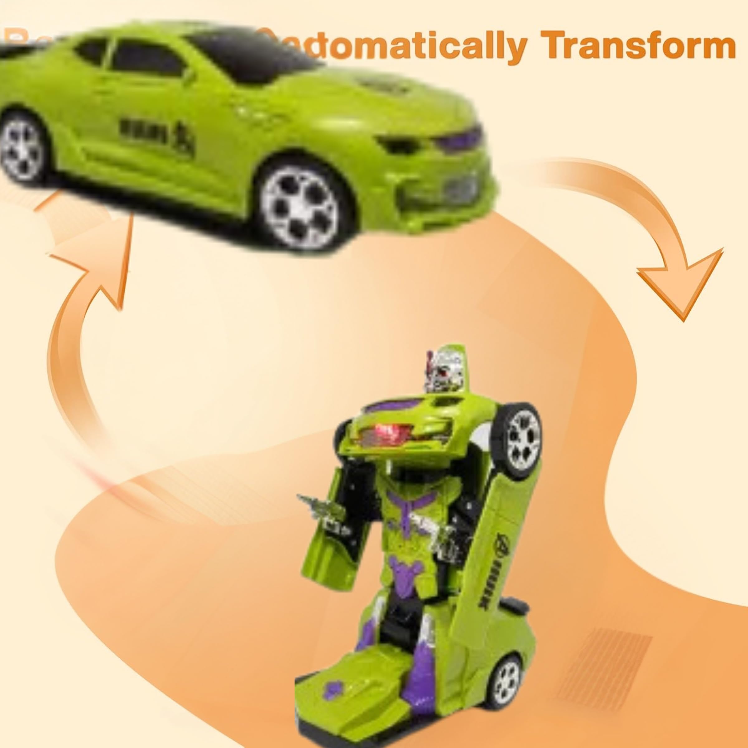 VRION® Toy Deform Robot Car for Kids,Go Action 2 in 1 Robot Car with LED Lights(Green) (Robot (Pack 0f 1) 4