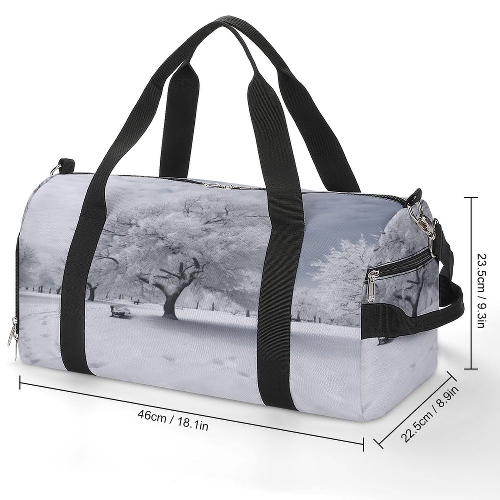 Turnbeutel für Damen und Herren, weißer Schneebaum-Druck, Turnbeutel, wiederverwendbar, Turnbeutel mit Schuhfach, Stil, Einheitsgröße, modern, Stil:, Einheitsgröße, Modern