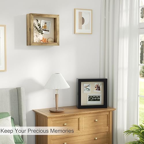 Miniatura 8 de Love-KANKEI Marco de caja de sombra de 8 x 8 pulgadas, vitrina de madera con ventana de cristal, caja de memoria para recuerdos de premios,