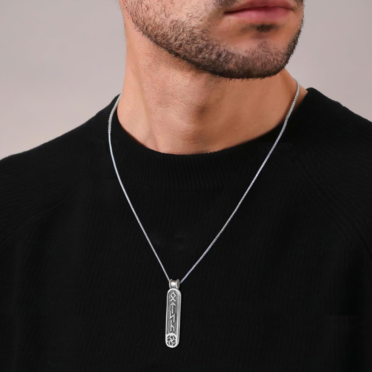 Viking Rune Formula Pendant Necklace for Men Women - 925 Sterling Silver - Norse Nordic Celtic Jewelry - Runes Protection Amulet - Matching Necklaces for Couples - Handmade