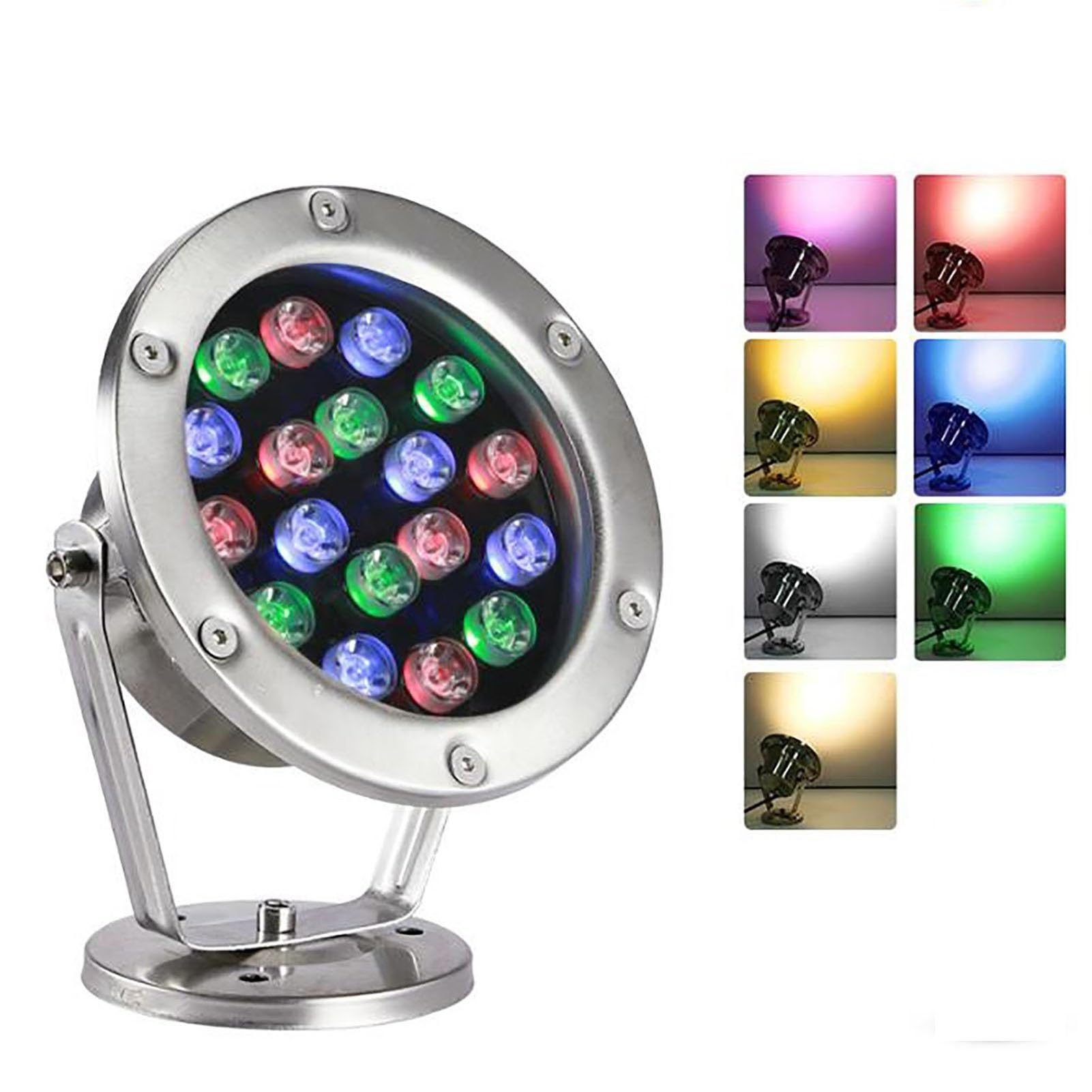 Tauchfähiges LED-Licht – Pool-Scheinwerfer, AC 12V Niederspannungs-RGB-Teichbeleuchtung, IP68 Wasserdichtes Unterwasser-Landschaftslicht Aus Edelstahl, Farbwechsel-Scheinwerfer(White Light,24W)