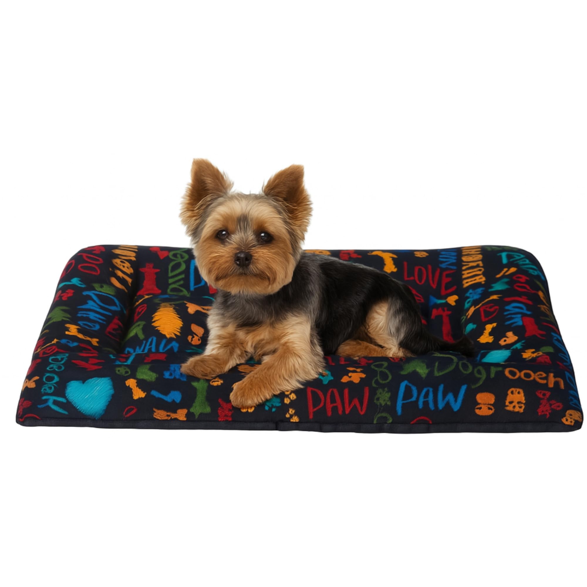 Puppy Dog Bed Small Foam Padded Mat Soft Touch Breathable Fabric Non-Slip Base Cotton Cover Canvas Lightweight Comfortable Washable Easy to Carry 45X65X5 Dogs +Cotes