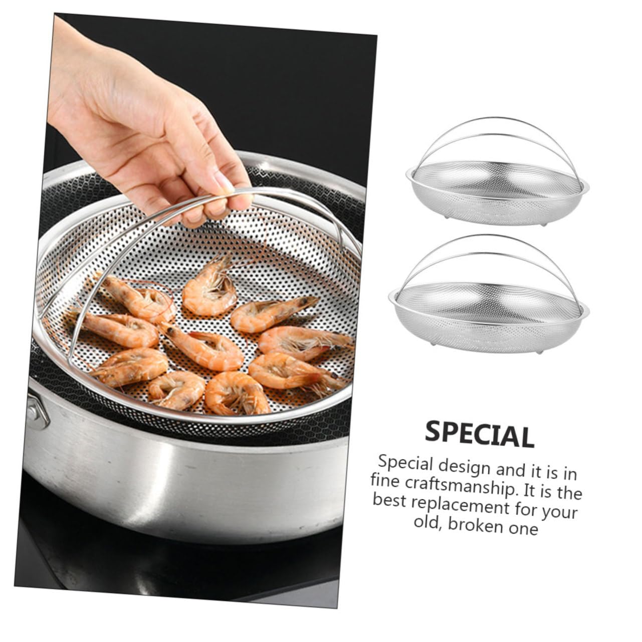 2pezzi Cestello Per Cottura Vapore in Acciaio Per Cottura Vapore Con Manico Accessorio Da Cucina Per Verdure e Alimenti Per Uso Domestico o Ristorante