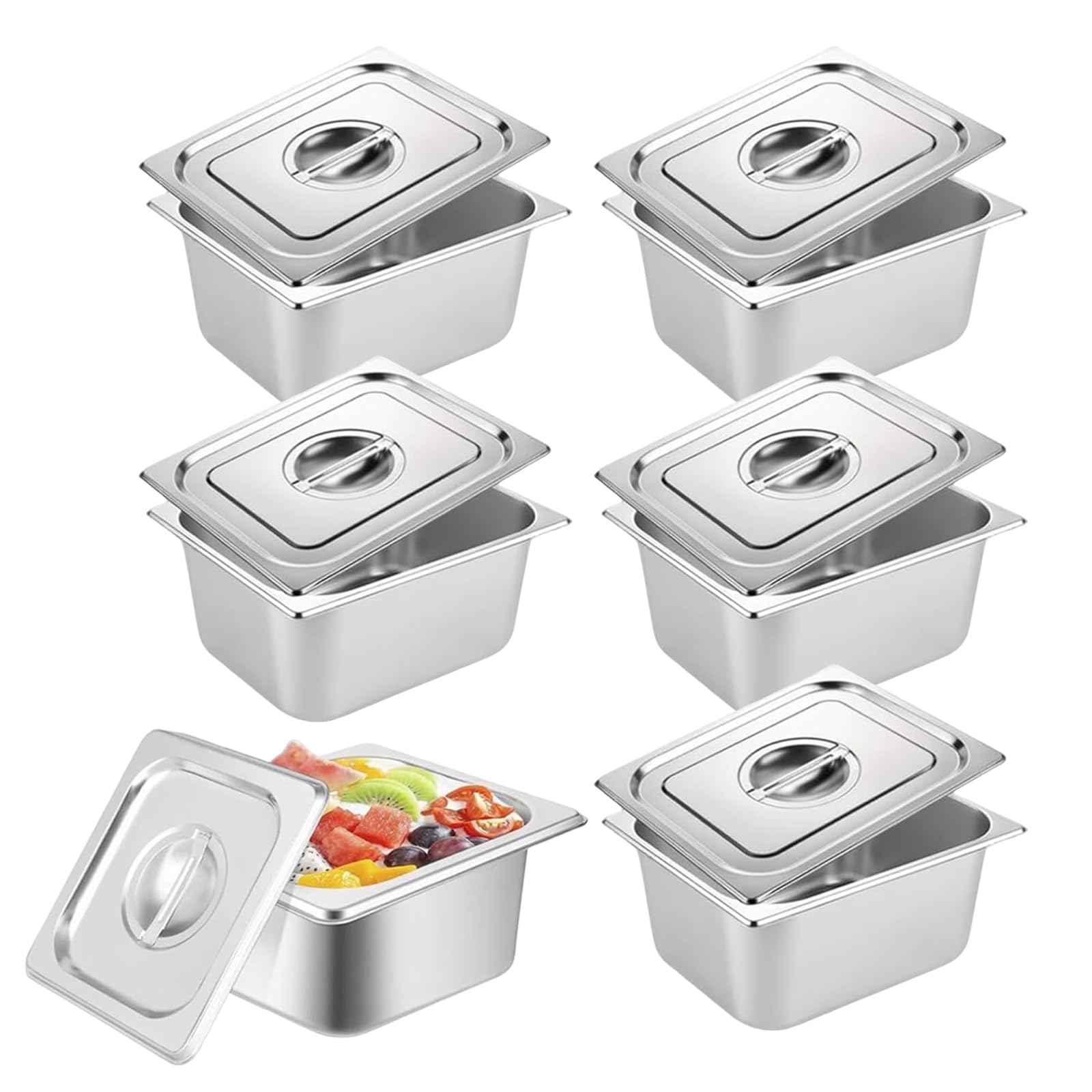 Plaque de catering inox récipient 1/6 profond pour conservation aliments