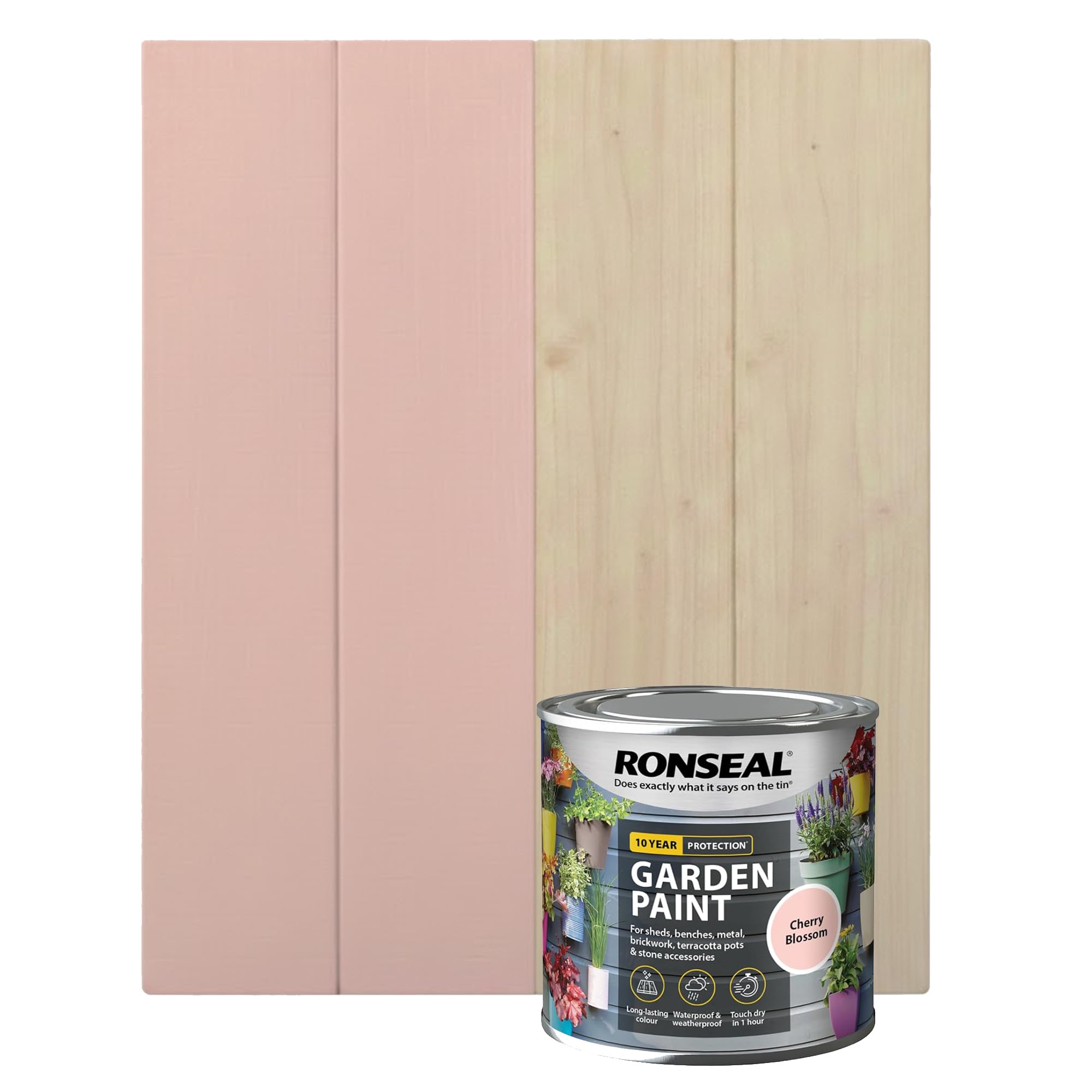 DUAYRA 750ML Garden Paint, Water Based Exterior Paint, UV Damage Mid Sheen Weather Resistant Paints For Pots, Bricks, Metal, Fast Drying Fence Paints, Resists Cracking (Cherry Blossom, 750 M L)