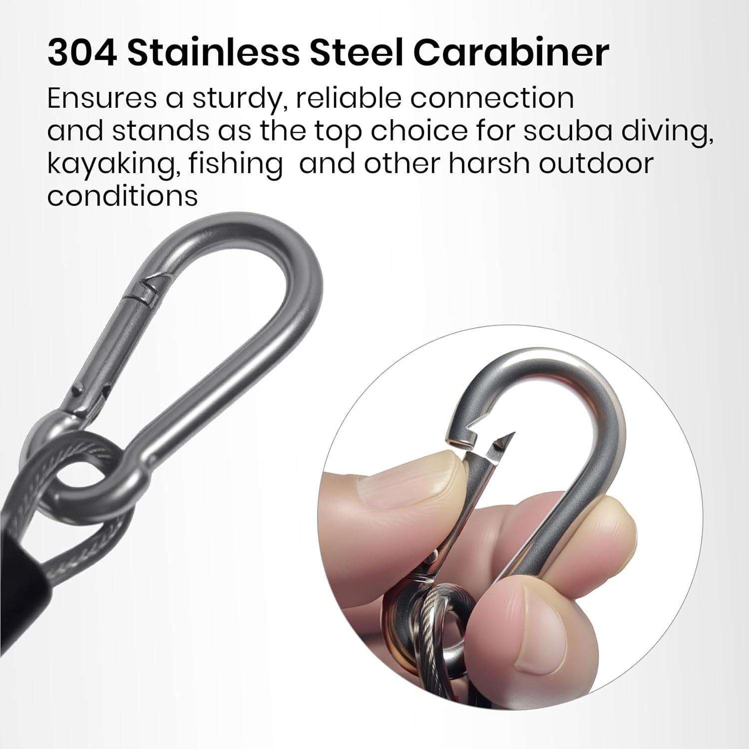 Pristis 2 pcs Retractable Coiled Lanyards, Heavy Duty Kayak Paddle Leash with Stainless Steel Carabiner Clip, Fishing Rod Tool Tether Steel Wire, Stretchy Accessory Gear for Boating Canoeing - Image 6