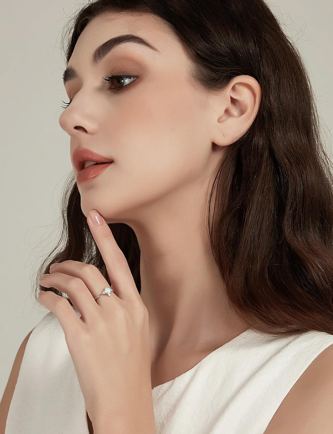 SHINYSO 14K Gold Plated Wedding Band for Women Thin Stackable Rings Opal Dainty Cubic Zirconia CZ Promise Engagement Ring Size 4-10 - Image 5