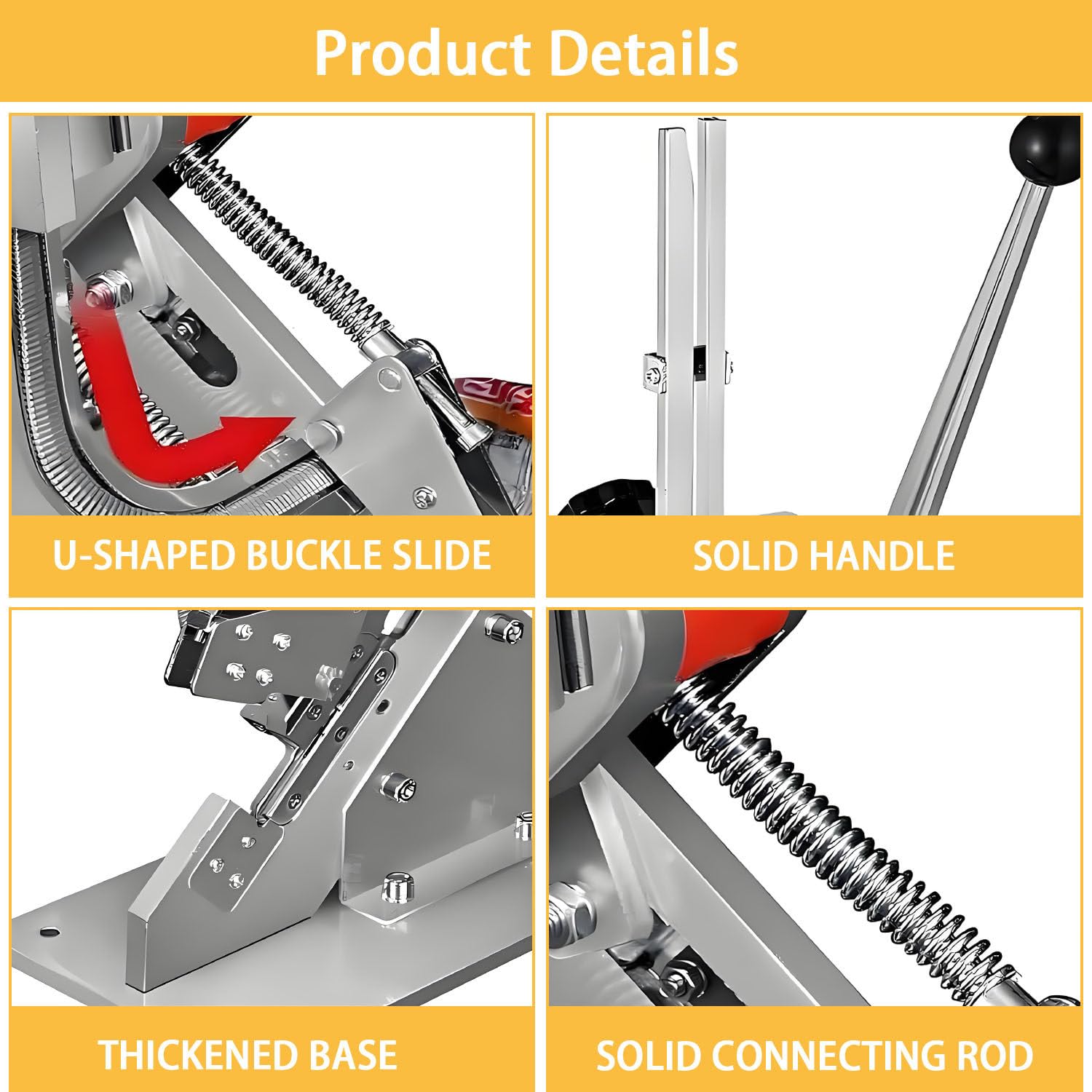 Sigillante manuale per alimenti a forma di U con clip, costruzione durevole in acciaio inossidabile per sigillare sacchetti e involucri