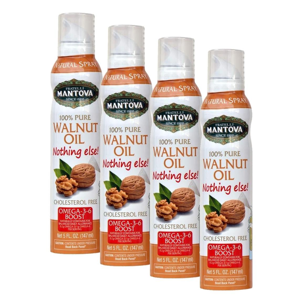 Mantova Walnut Oil, 100% Pure Cooking Spray with Omega-3, perfect for Keto snacks, grilling, baking, or seasoning for cooking, our oil dispenser bottle lets you spray, drip, or stream with no waste, 5 oz