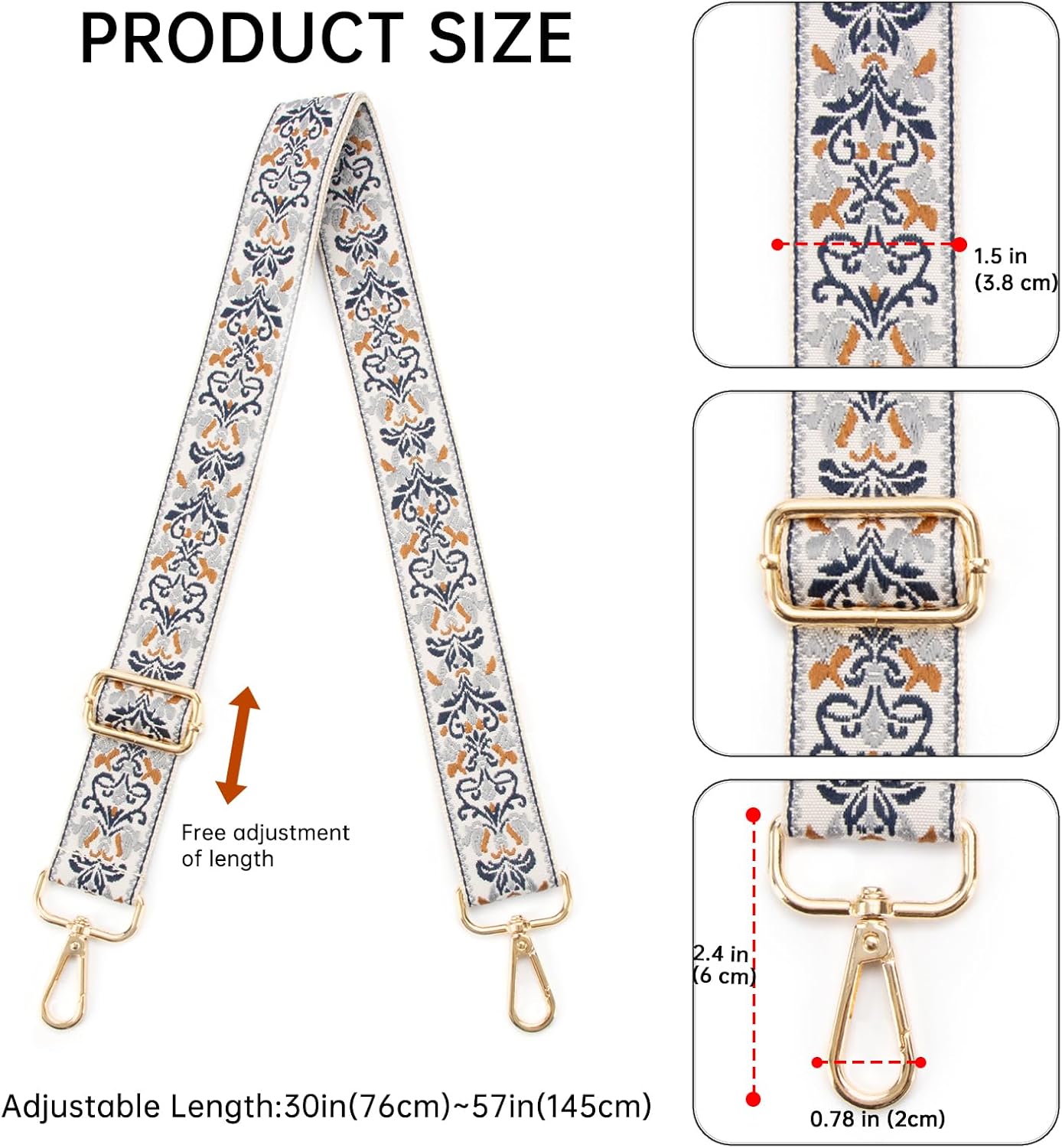Purse Straps Replacement Crossbody Bag Strap Adjustable Long Shoulder Straps for Handbags，Women Purse Strap