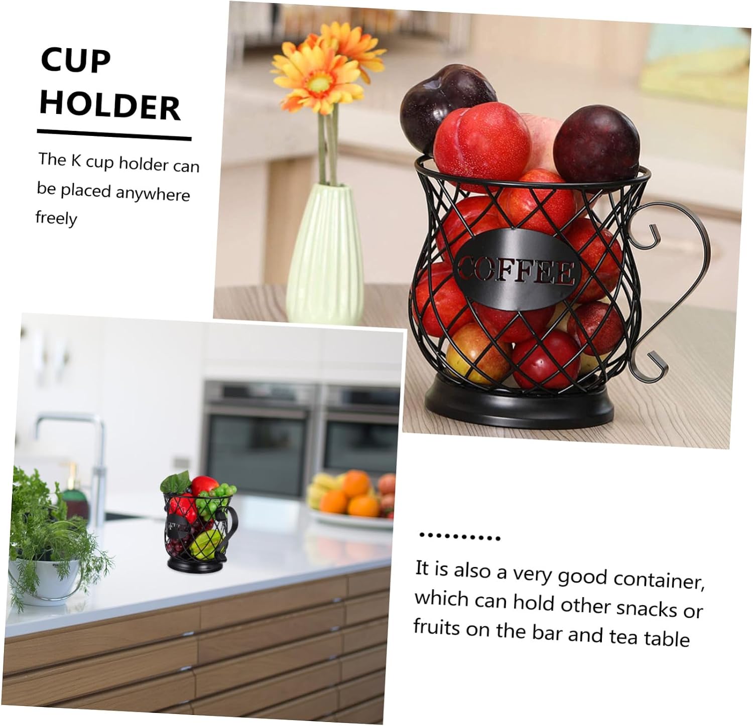 Metal Coffee Pod Holder Basket Organizer Large Capacity Multifunctional Coffee Capsule Storage Rack with Surface and Fruit Snacks