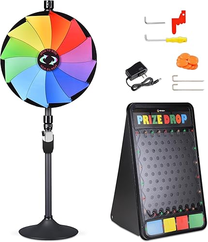 Miniatura 10 de WinSpin Rueda de premios de color de mesa de 15 pulgadas 12 ranuras rueda giratoria editable de la fortuna para rueda de juego de carnaval serie