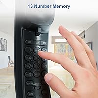 Vista 7 de Teléfono con cable AT&T TR1909 Trimline con identificador de llamadas, Negro